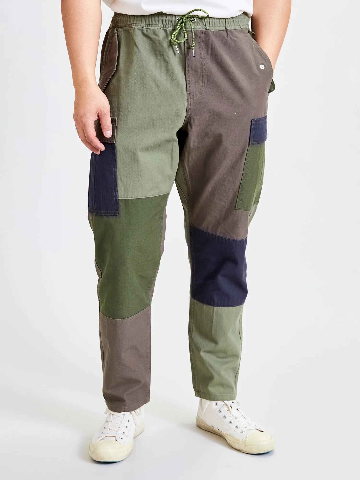 Patchwork Cargo Pants in Khaki