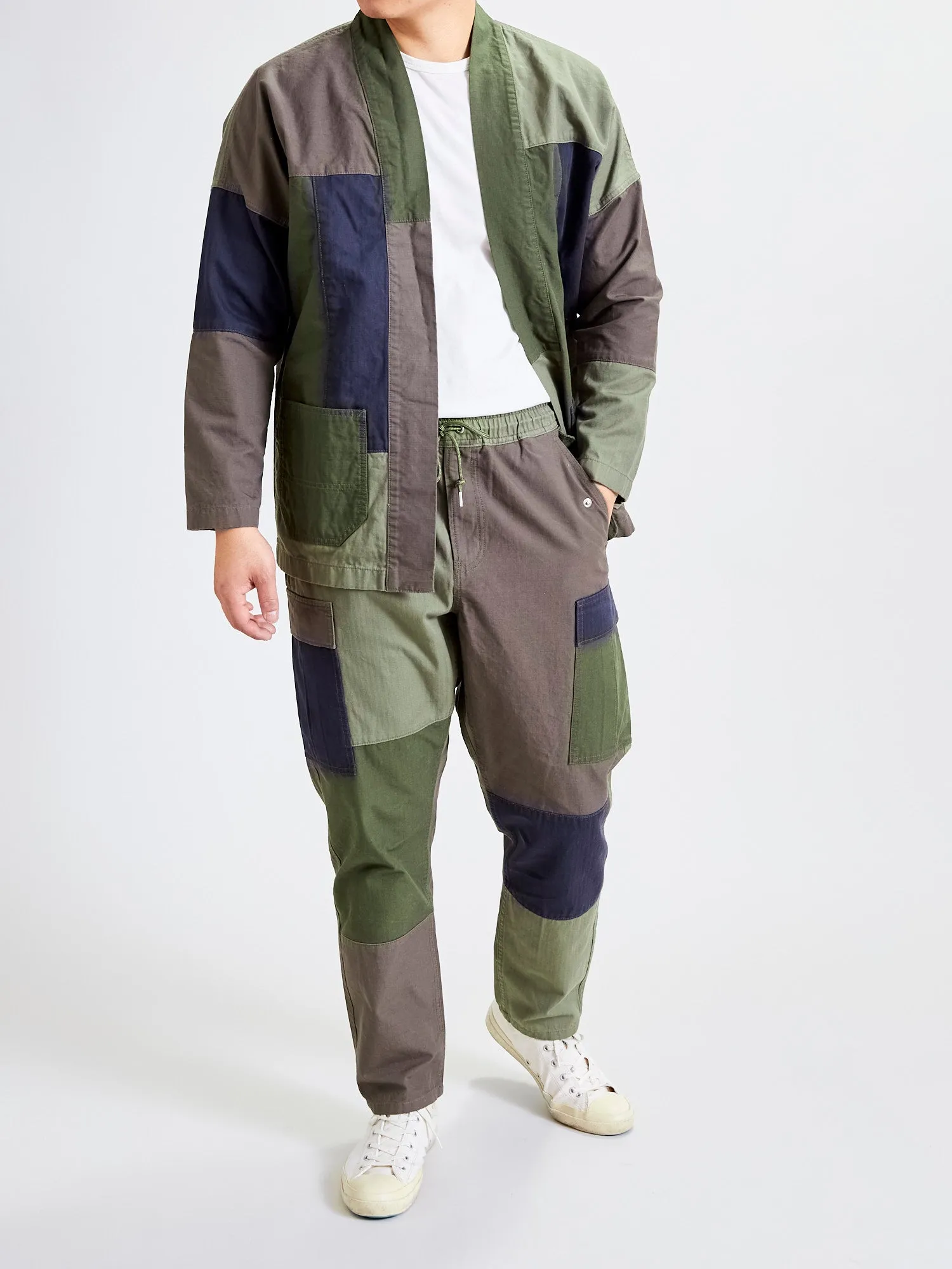 Patchwork Cargo Pants in Khaki