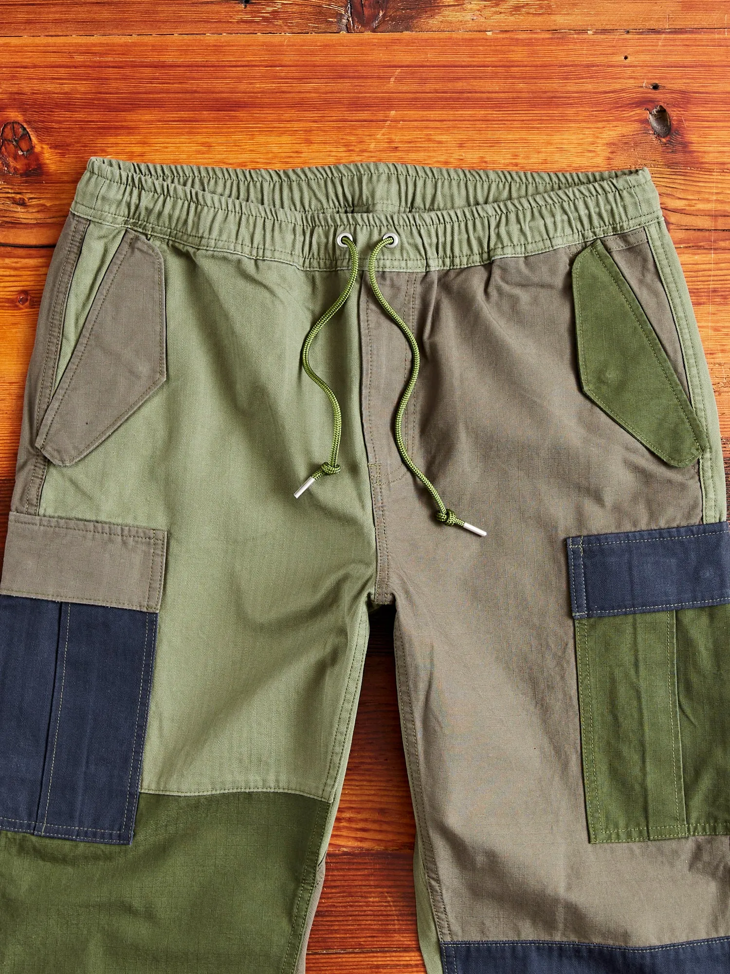 Patchwork Cargo Pants in Khaki