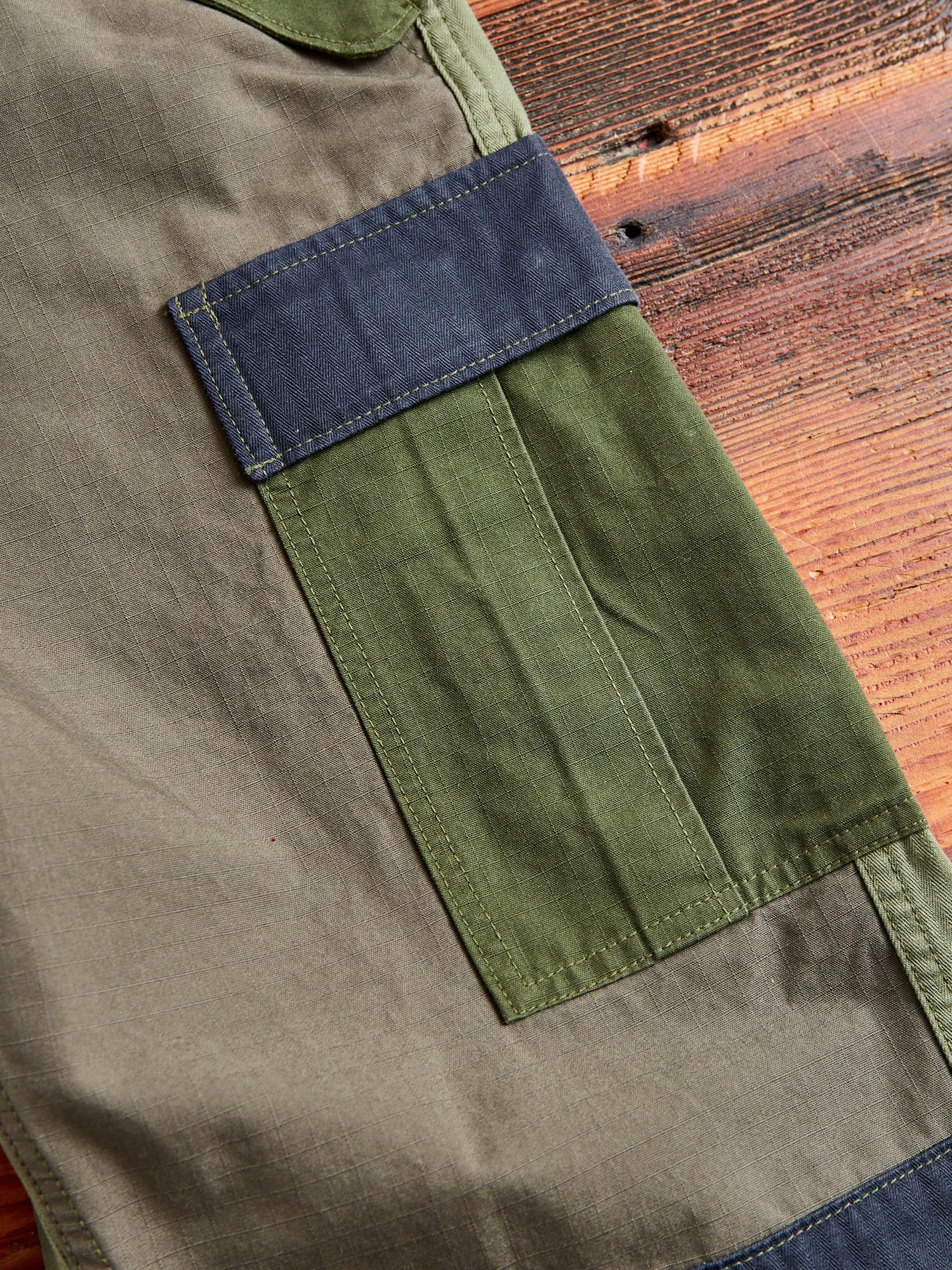Patchwork Cargo Pants in Khaki