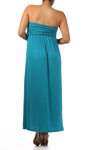 Plus Size Strapless Maxi Tube Dress in Jade