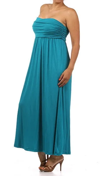 Plus Size Strapless Maxi Tube Dress in Jade