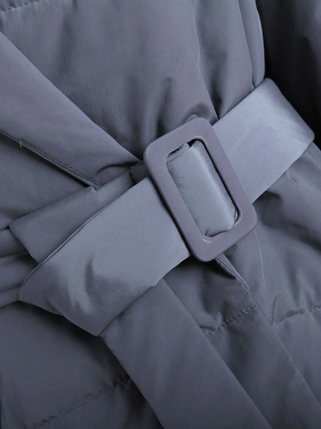 Puffer Long Sleeve Winter Coat with Belt