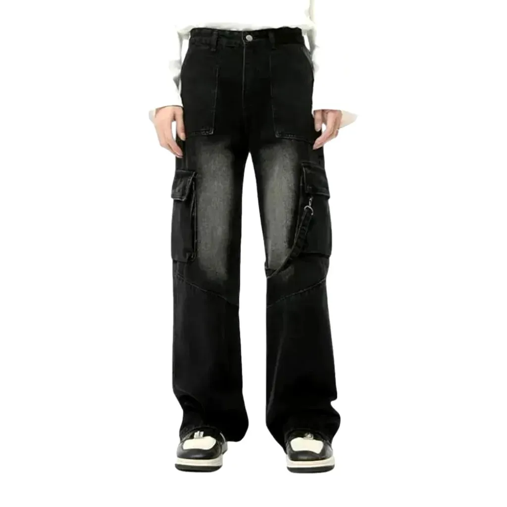 Sanded boho style wide men's jeans