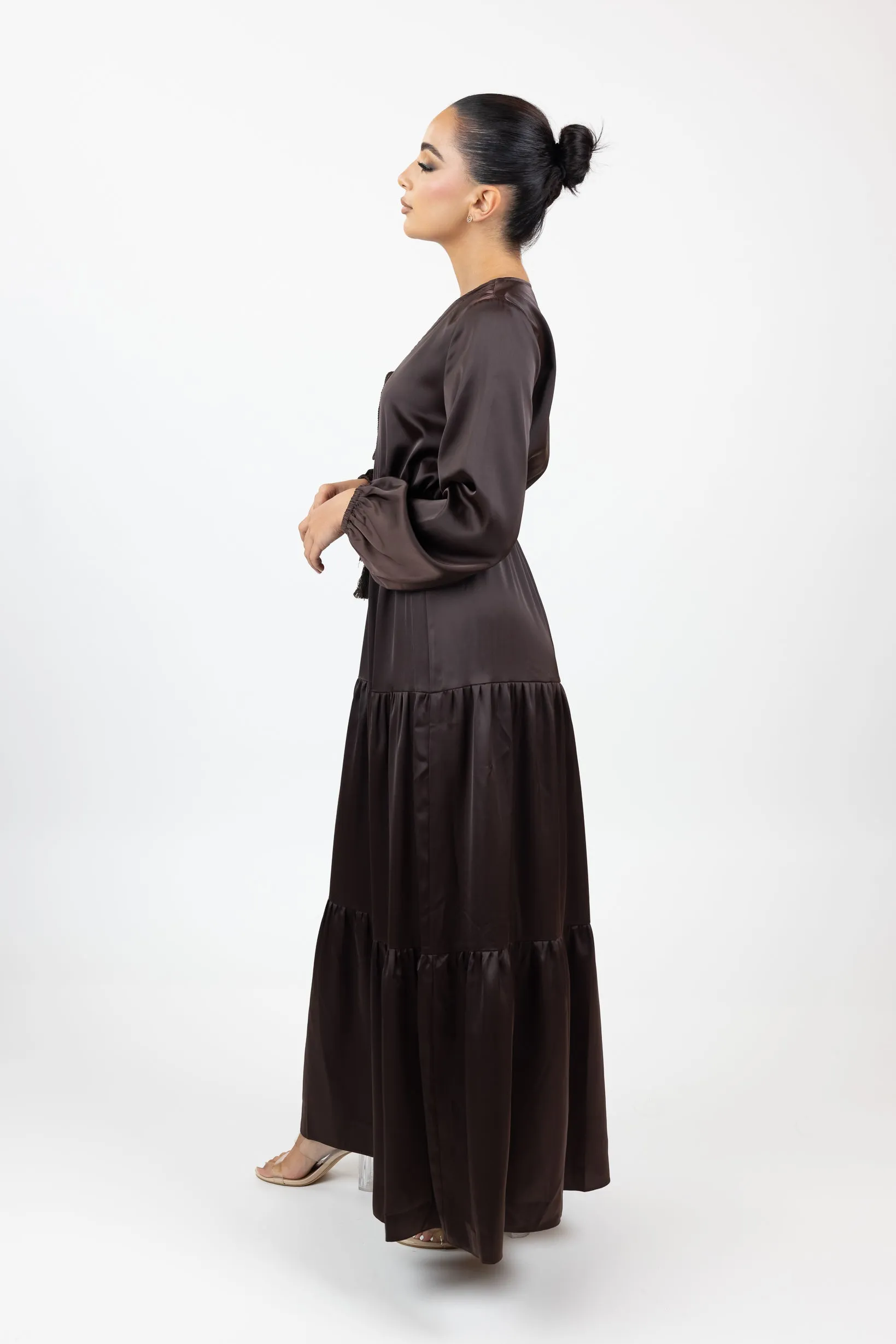 Satin 3 Tier Maxi - Dark Shades