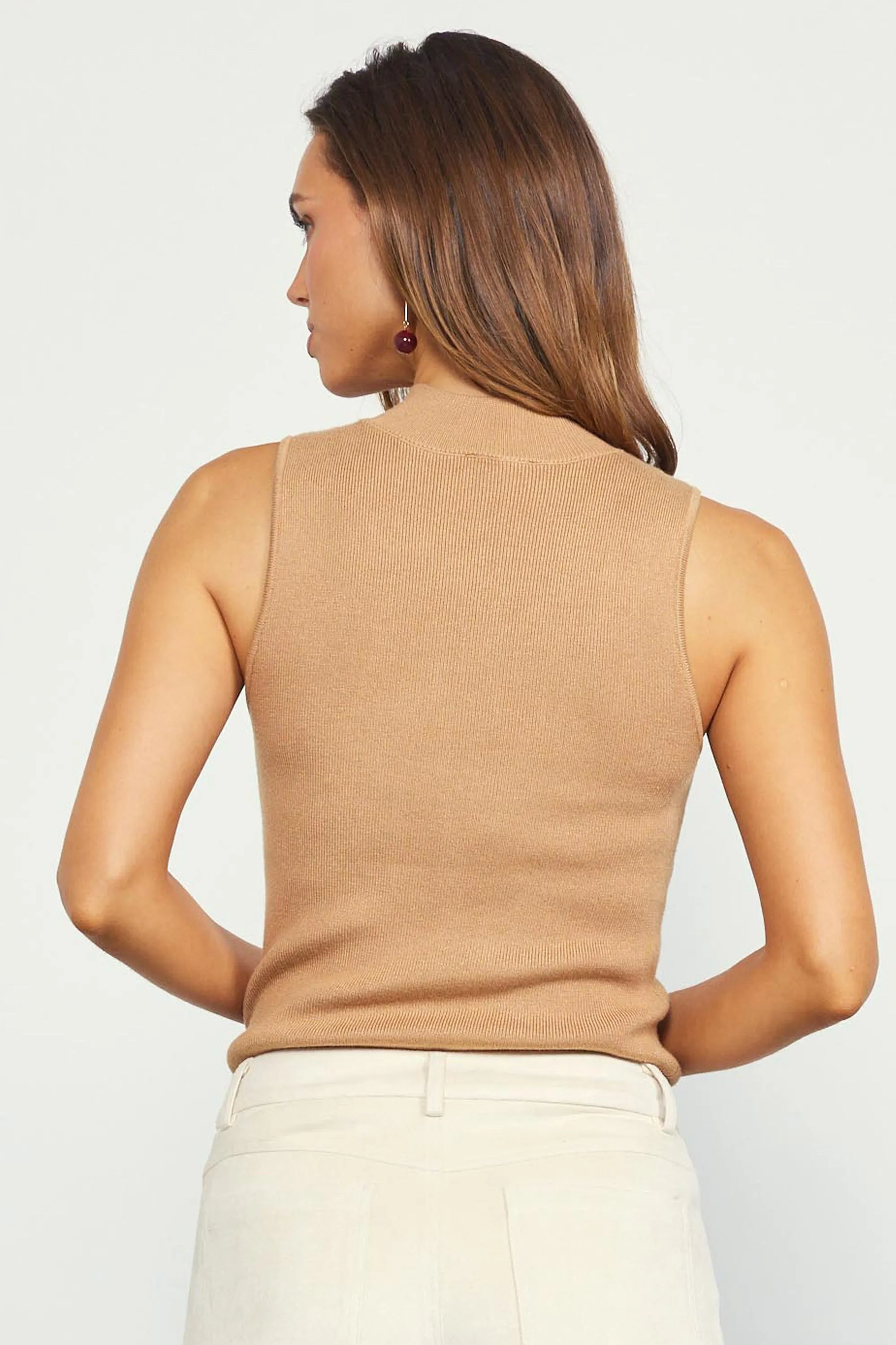 Sleeveless Mock Neck Knit Top