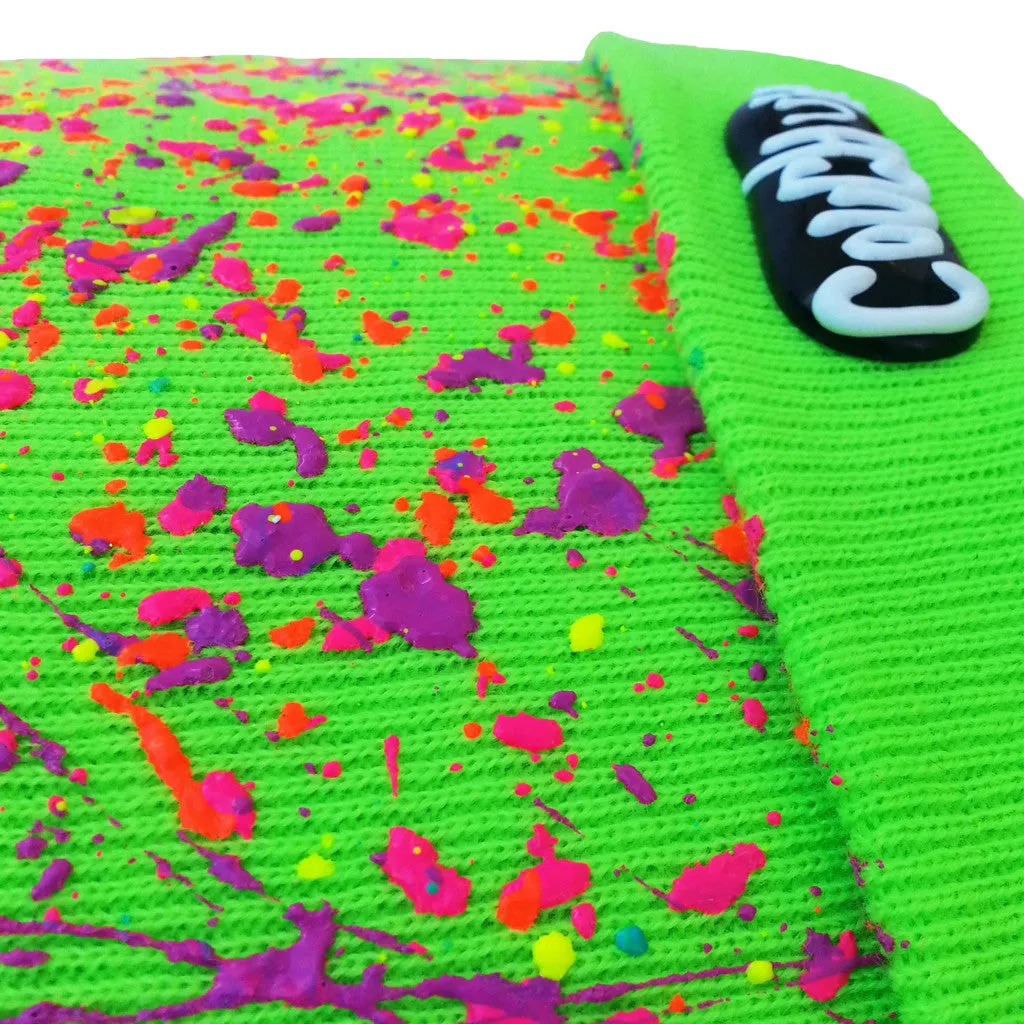 SPLATTERED BEANIE NEON GREEN - NEON MULTI