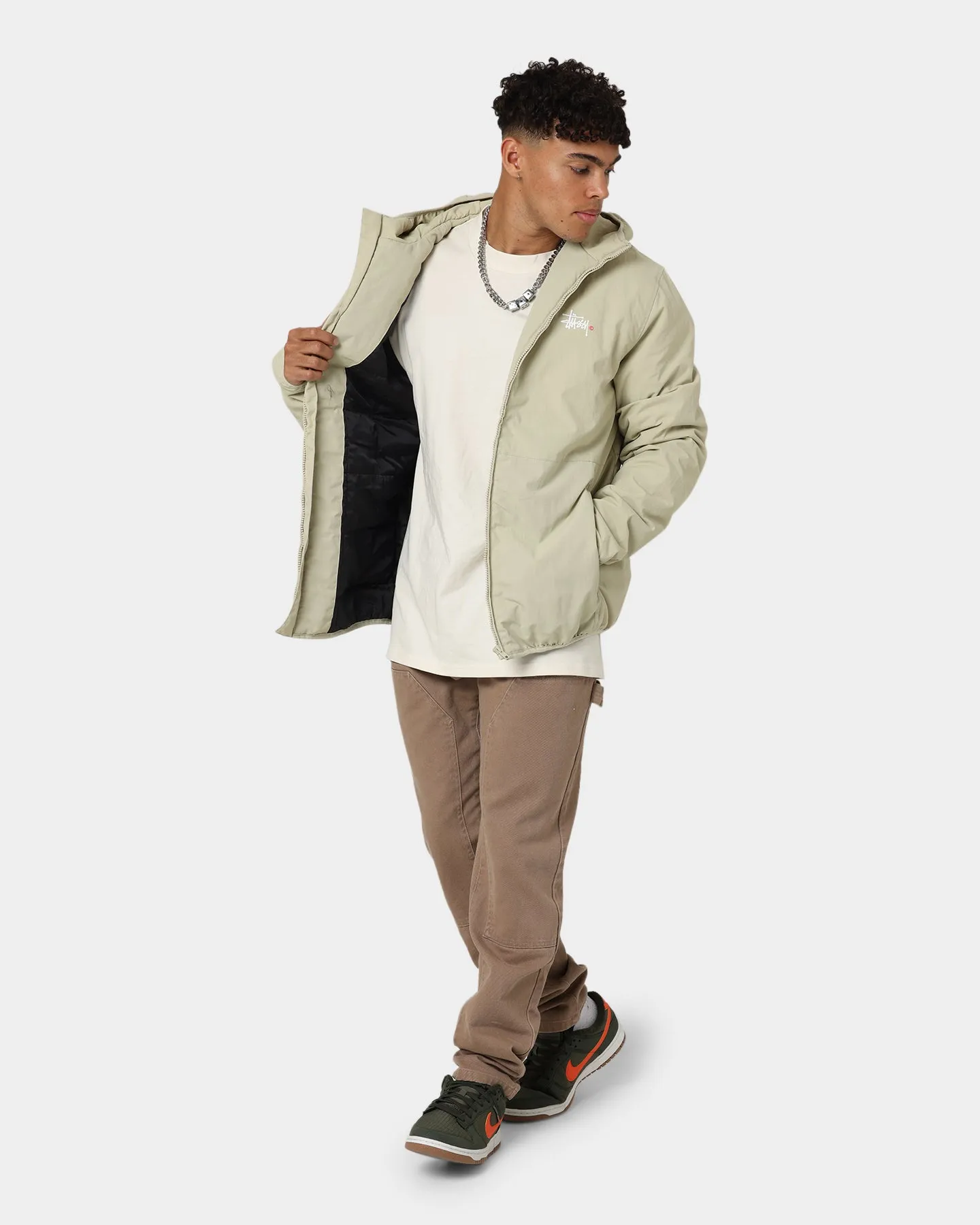 Stussy Graffiti Nylon Hooded Jacket Cement