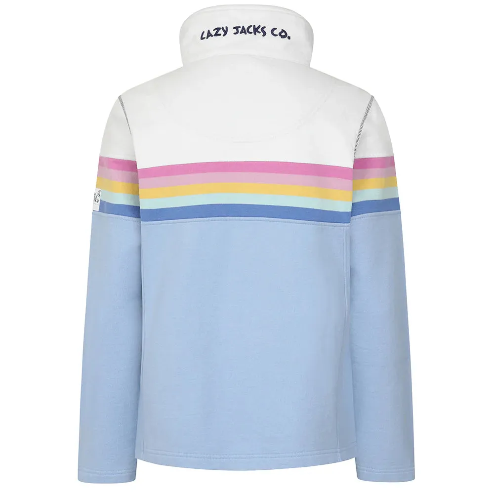 Super Soft Full Zip Striped Sweatshirt - Sky