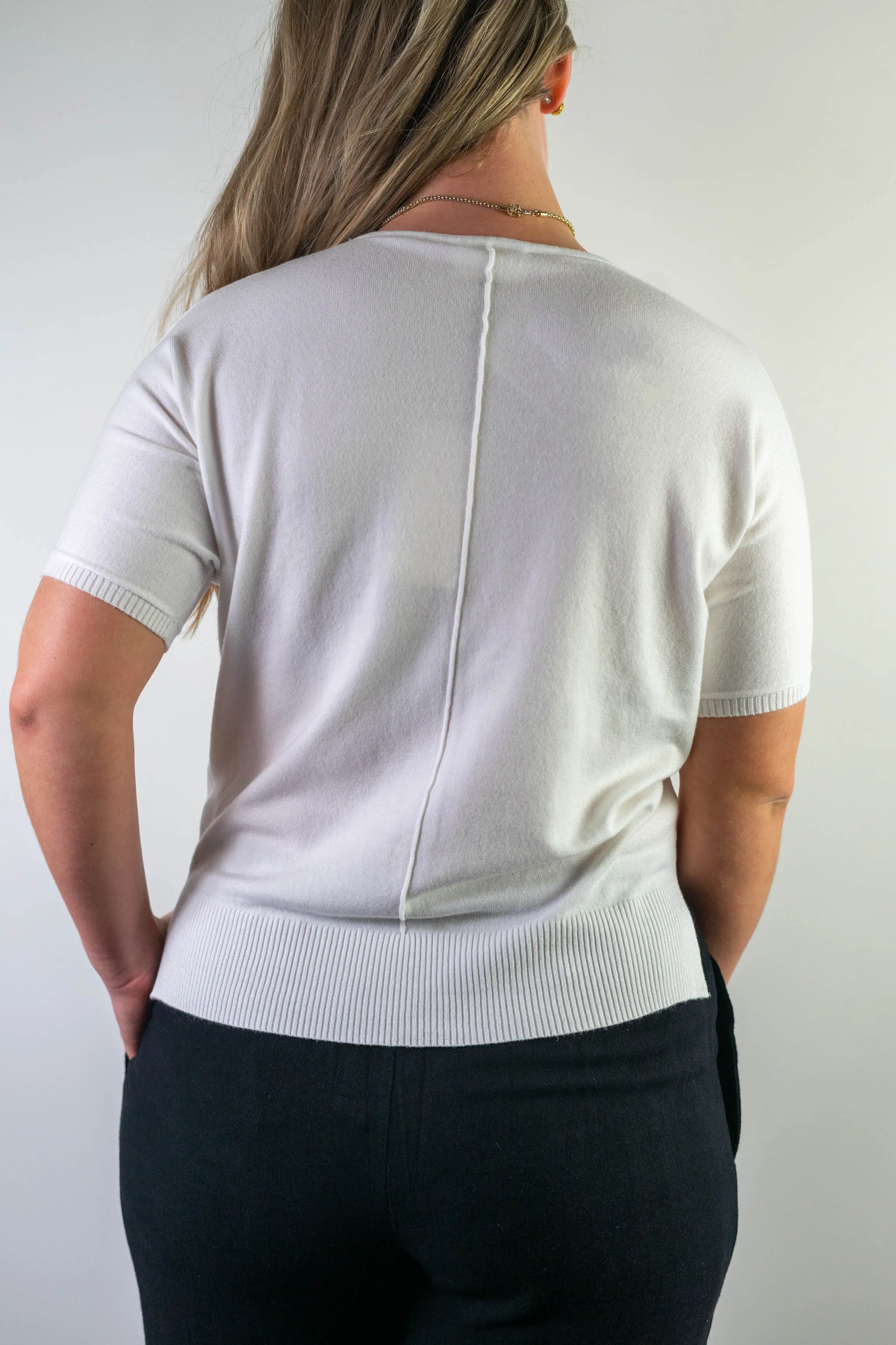 White Basic Knit Top
