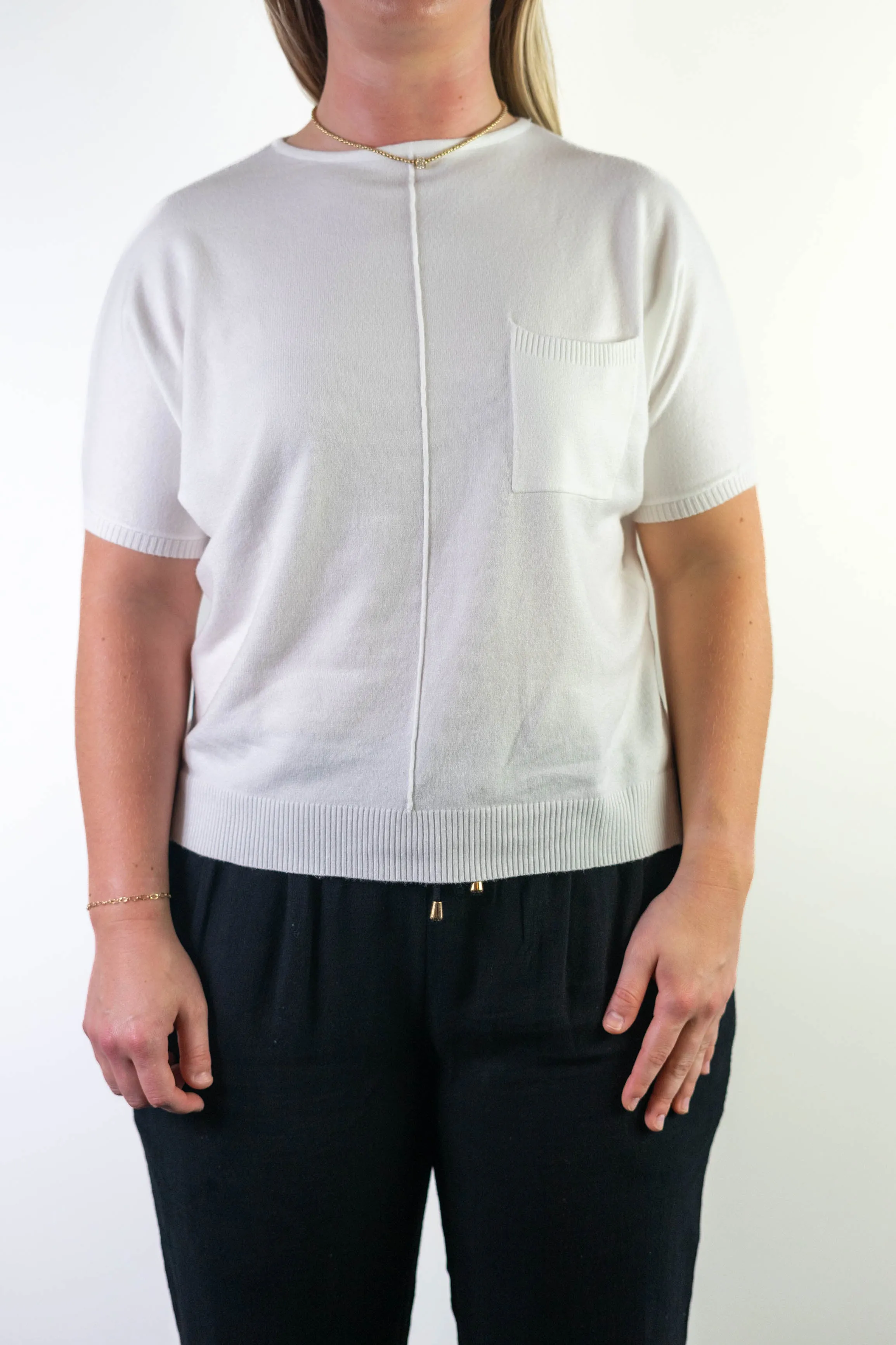 White Basic Knit Top