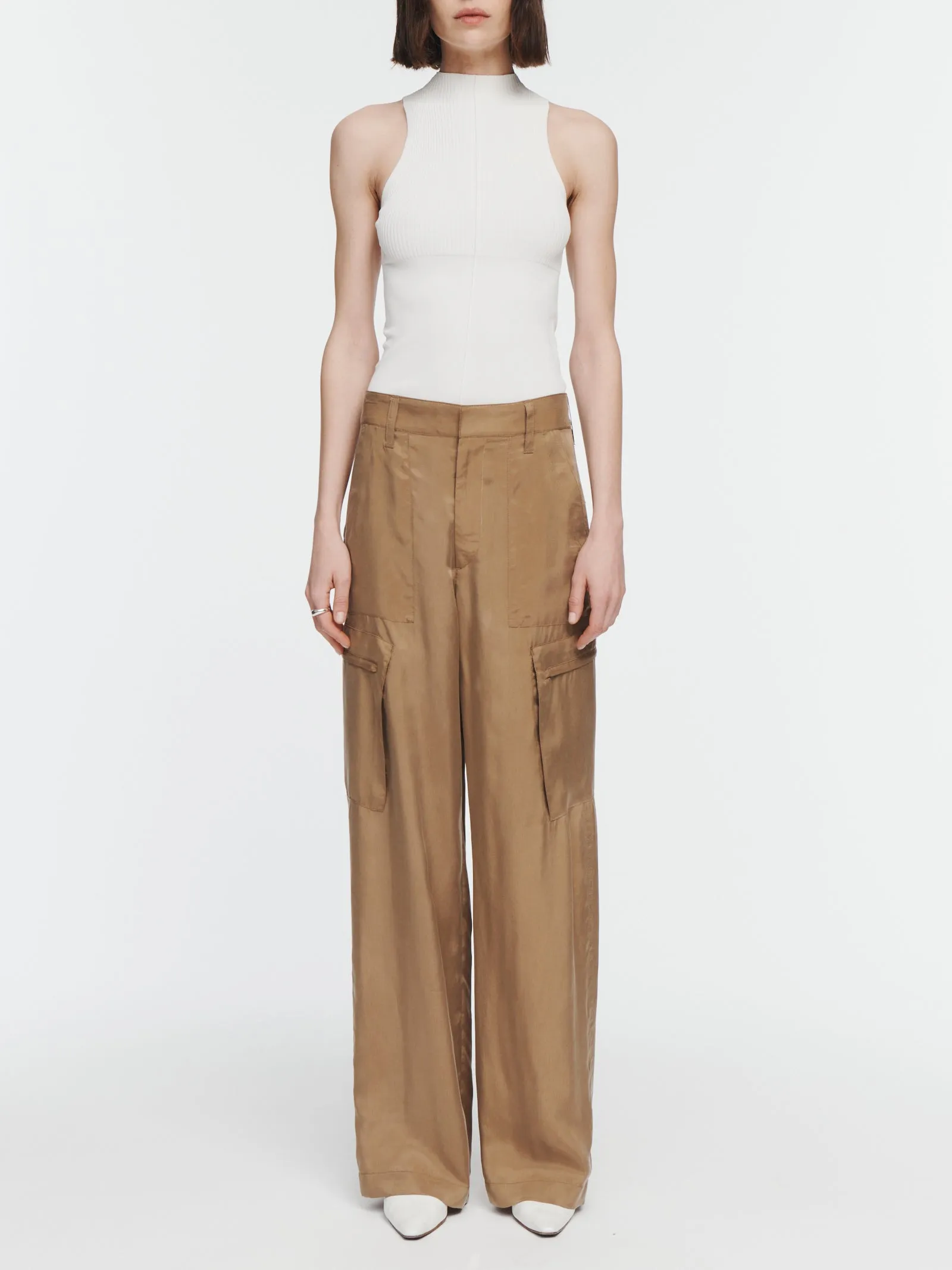 Wide Leg Cargo Pants in Adobe