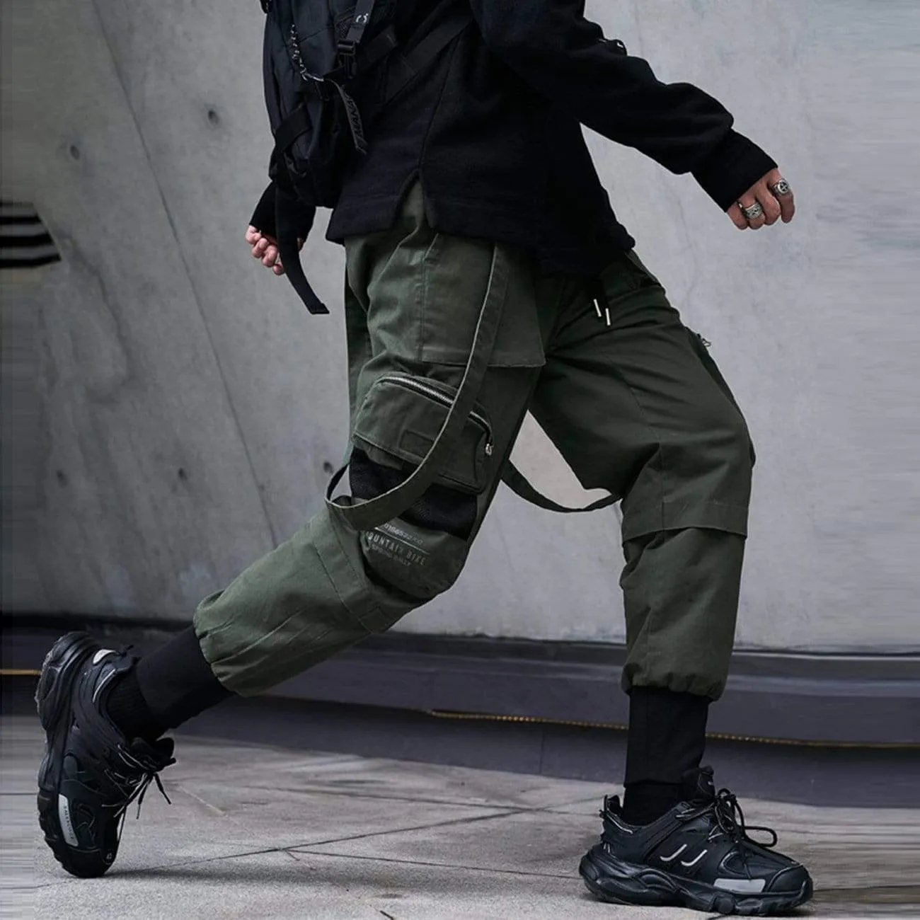 WLS Function Buttons Ribbons Stereoscopic Pockets Cargo Pants