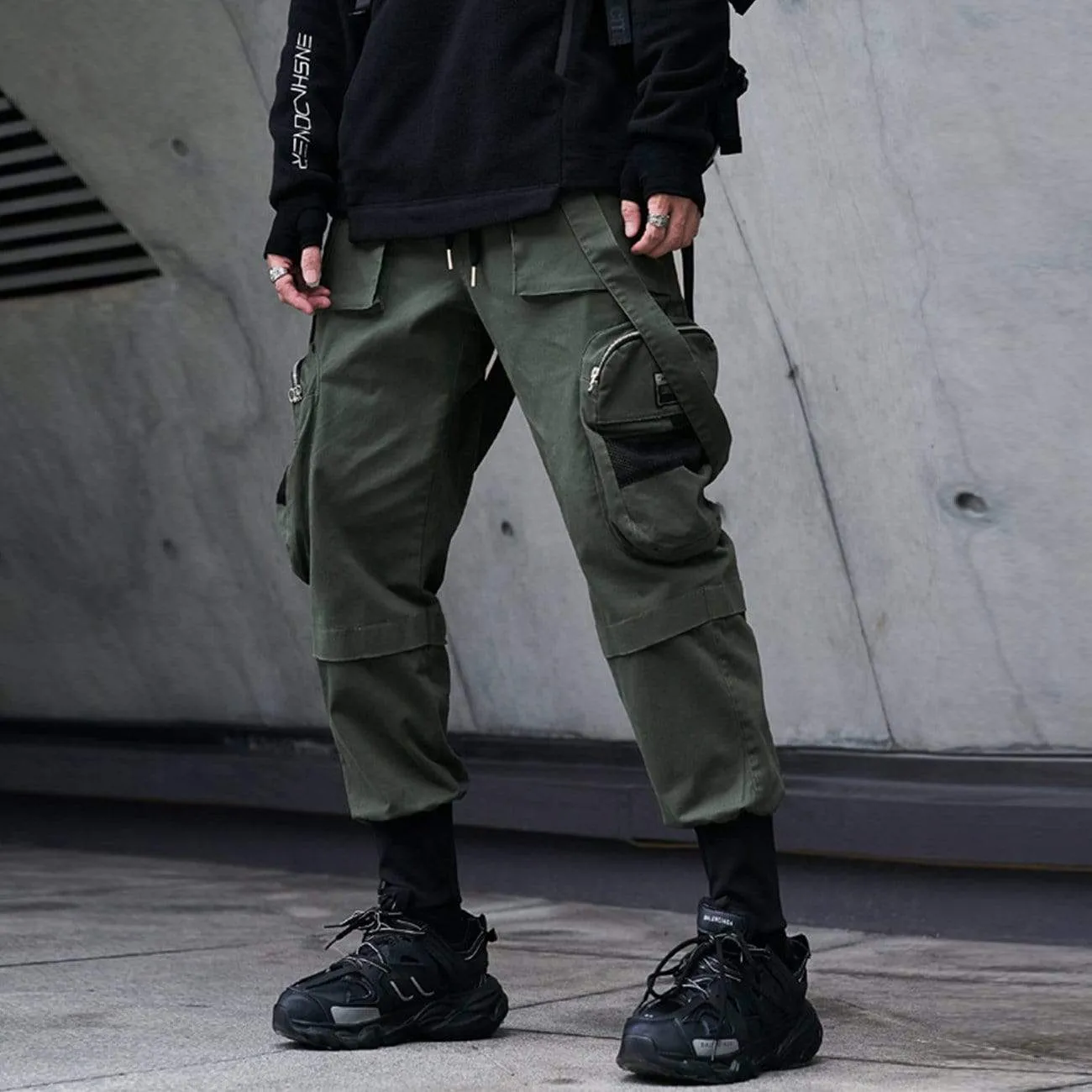 WLS Function Buttons Ribbons Stereoscopic Pockets Cargo Pants
