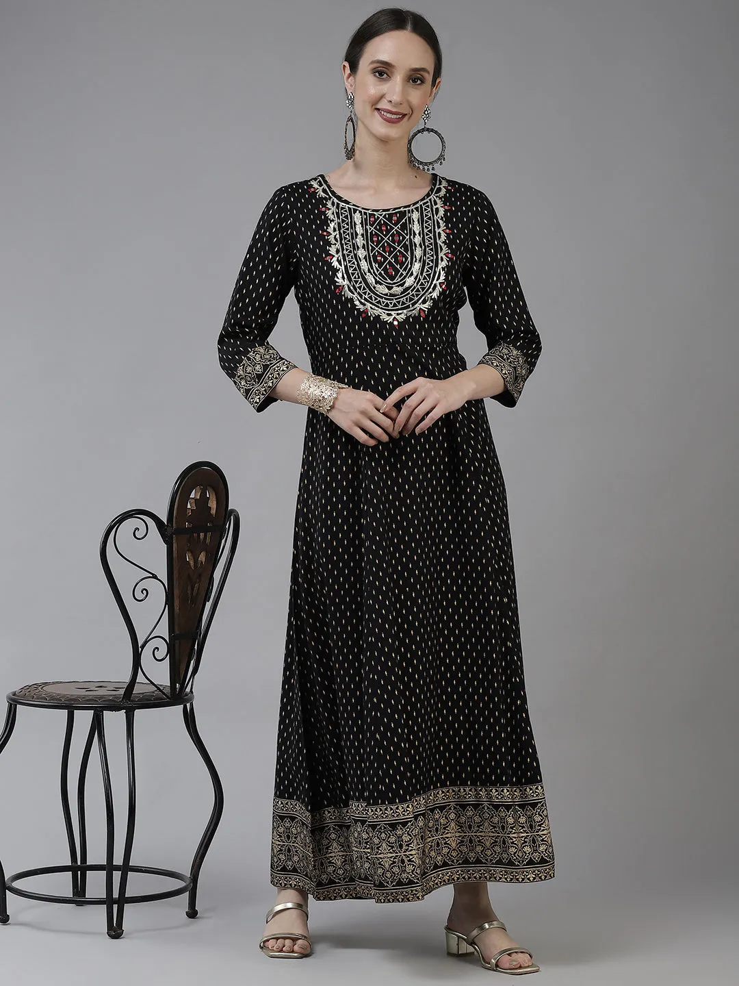 Women Black Rayon Dress