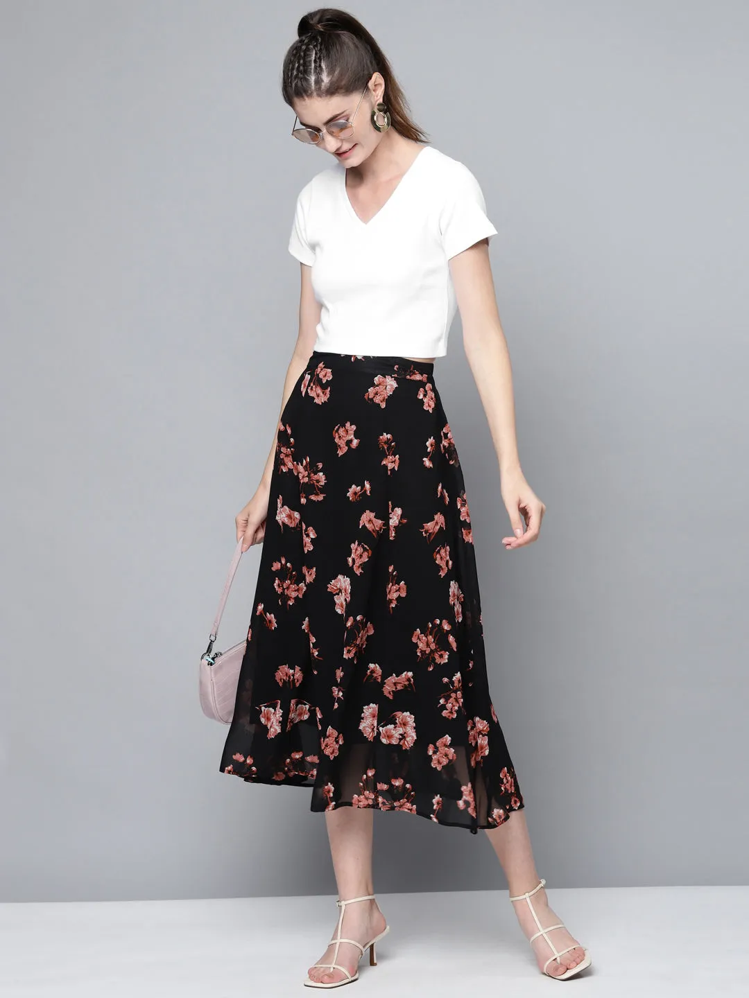Women White V-Neck Rib Crop Top