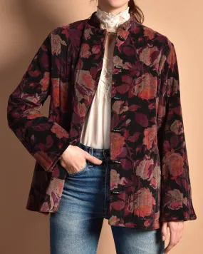 Yara 1970s Floral Velvet Quilt Coat