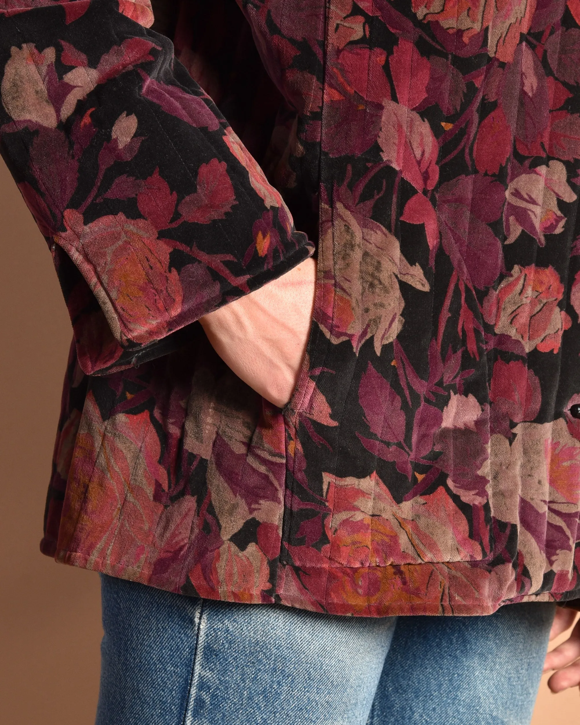Yara 1970s Floral Velvet Quilt Coat