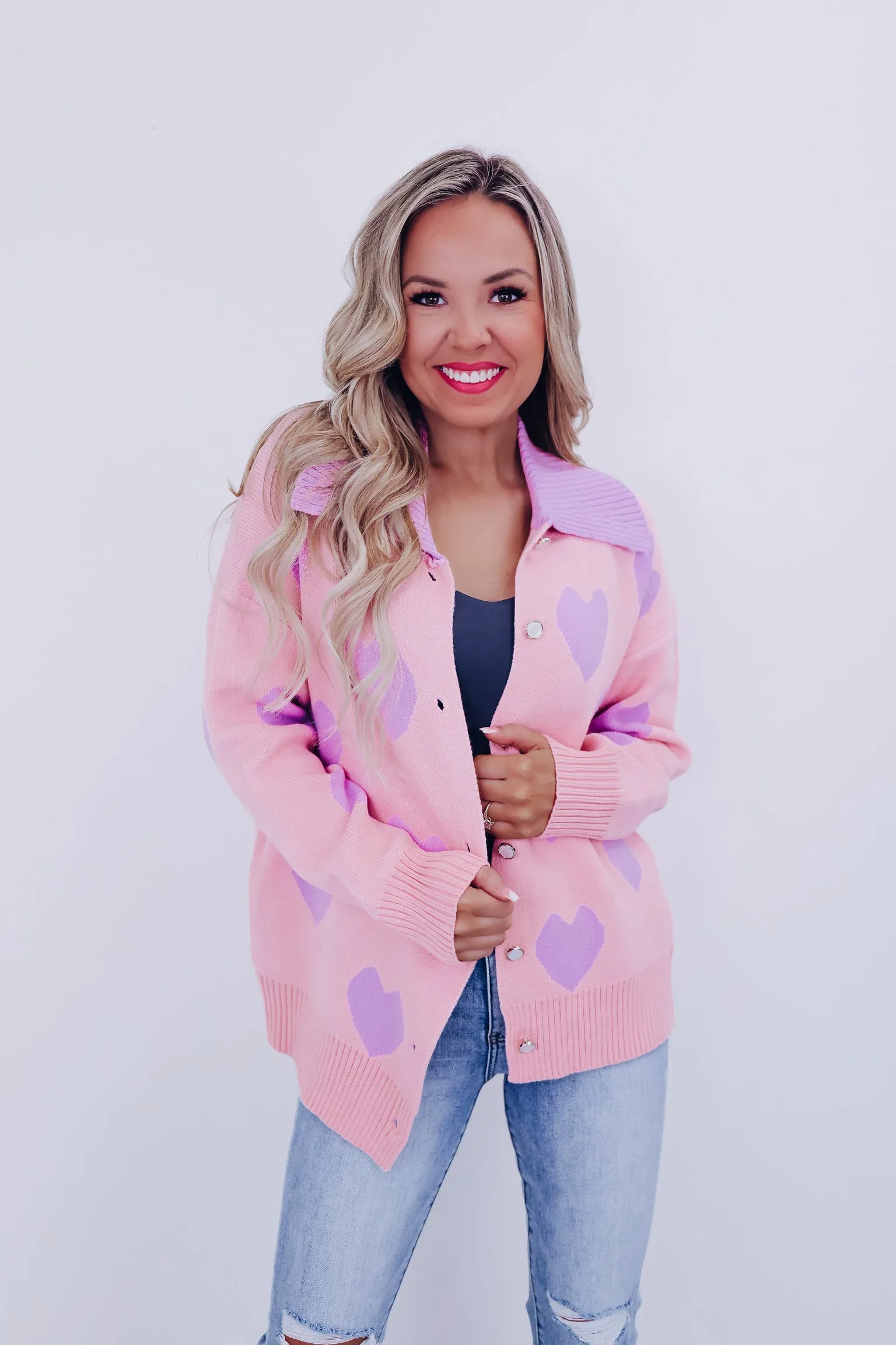 Your Heart's Desire Collared Cardigan - Purple