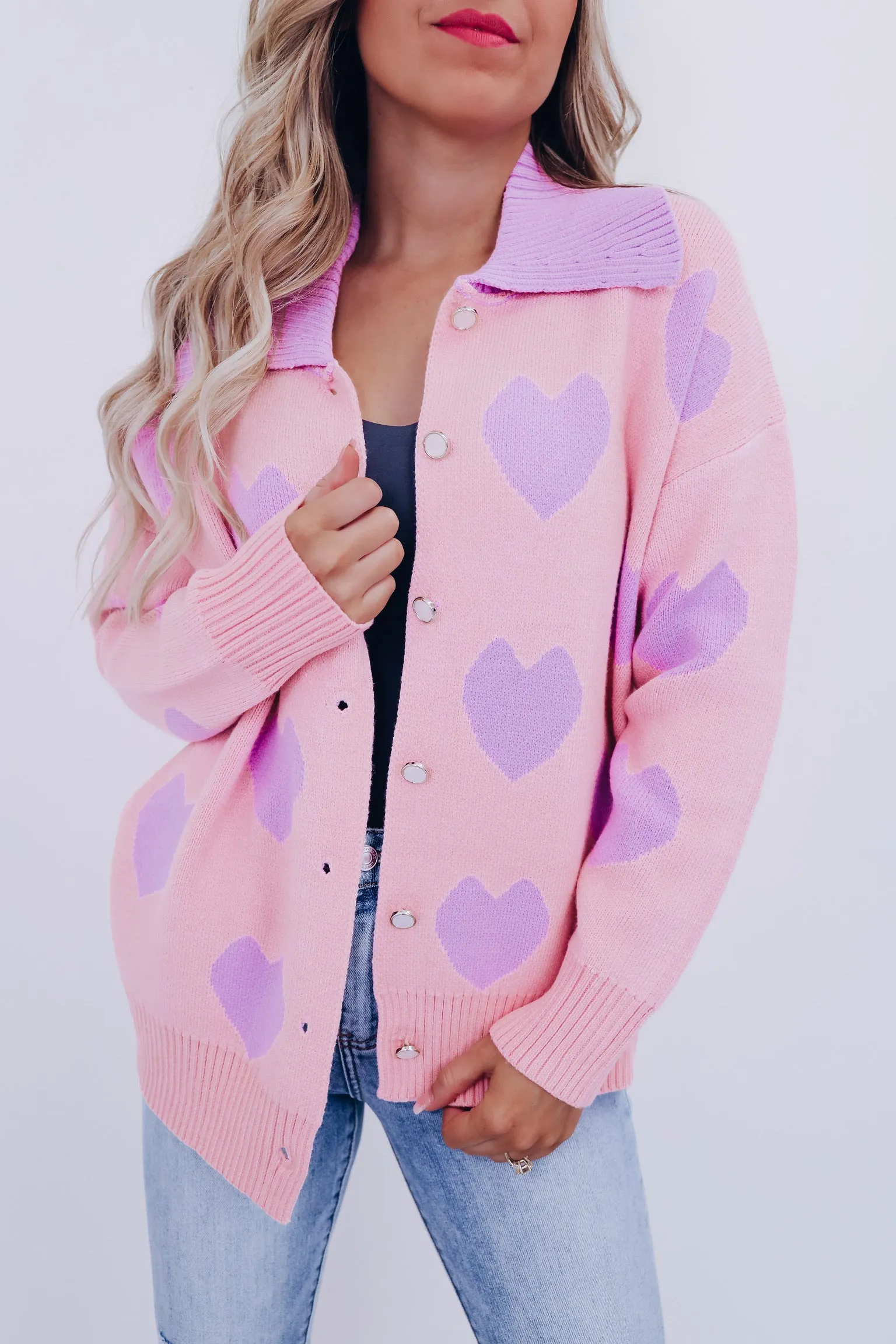 Your Heart's Desire Collared Cardigan - Purple