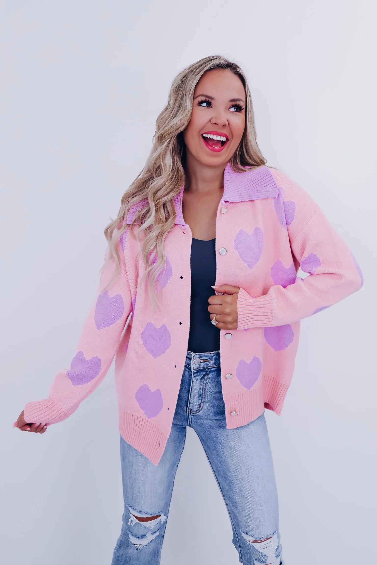 Your Heart's Desire Collared Cardigan - Purple
